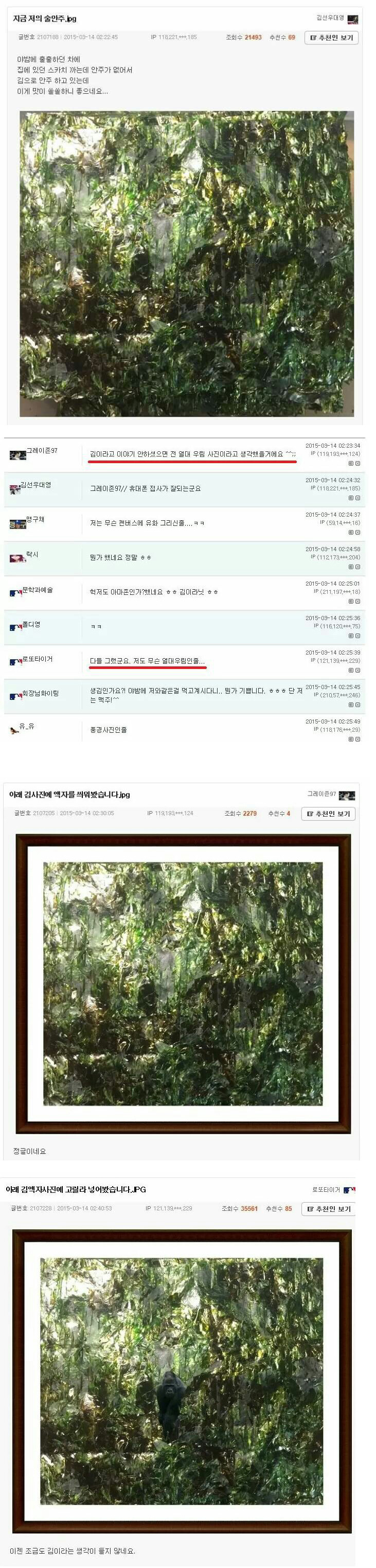 술안주로 김한장 올렸을뿐인데.... | 인스티즈